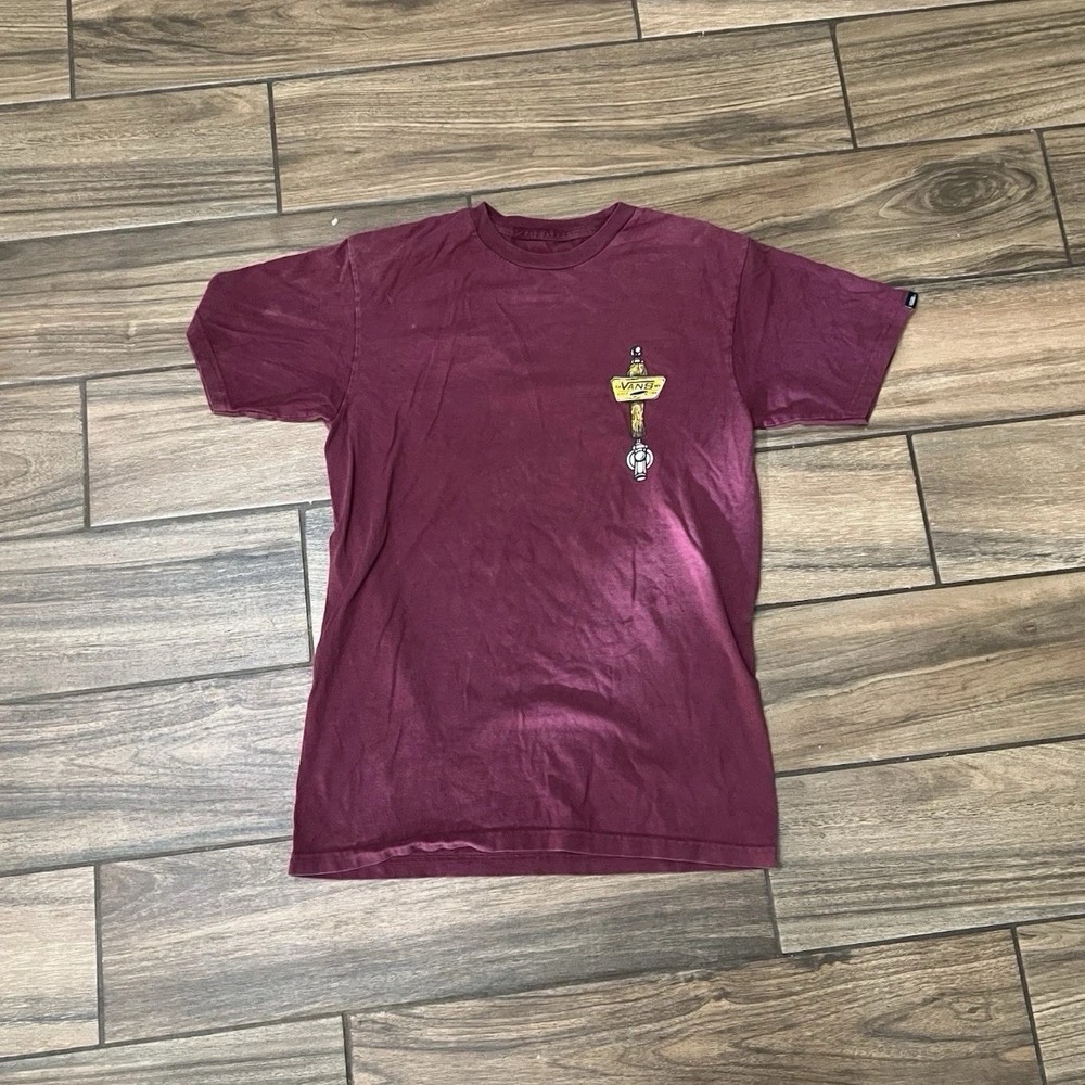 Vans Off The Wall Burgundy Graphic T Shirt Men's Small Skate Casual Tee